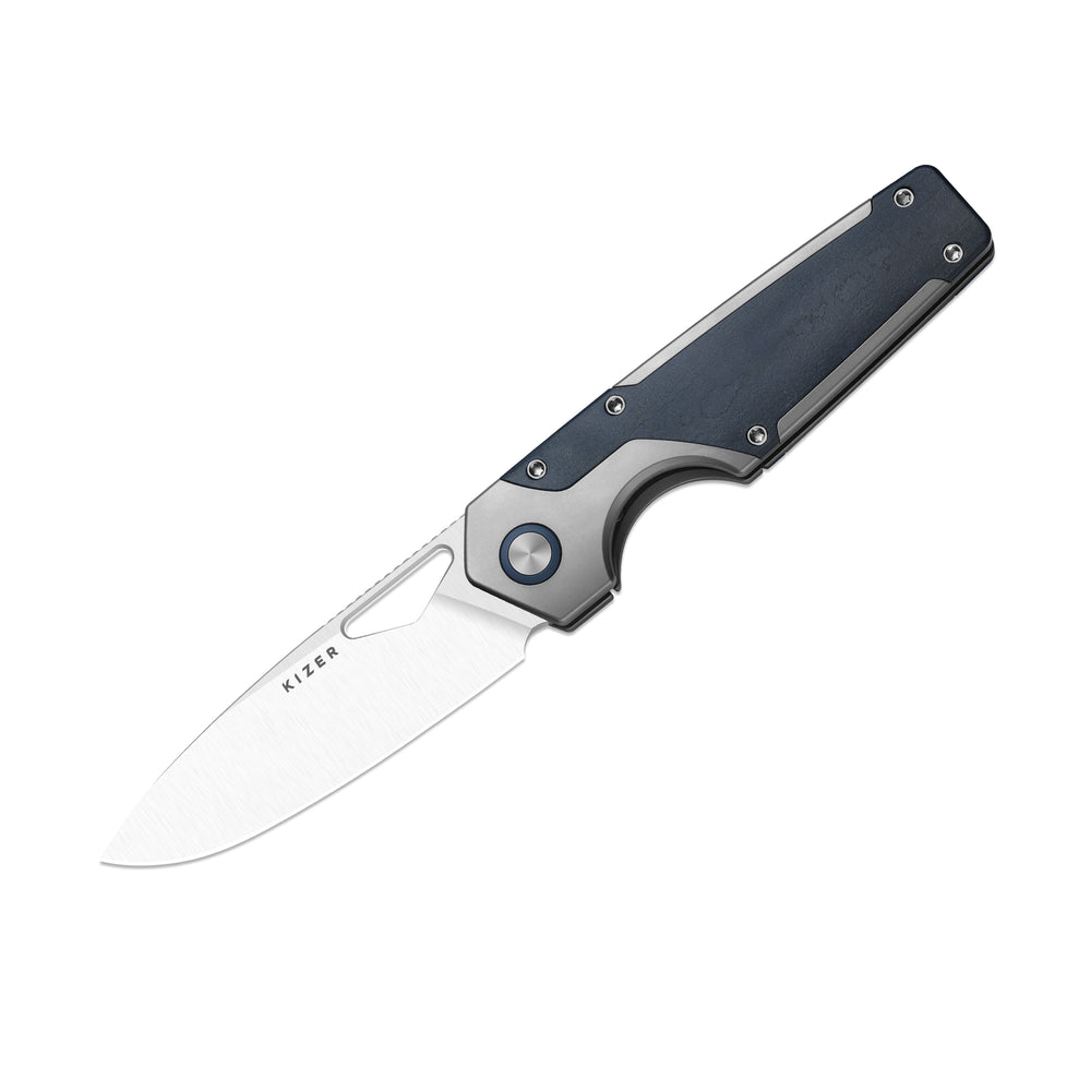KIZER CUTLERY Serpentine | M390 | Titanium & Blue Richlite | Satin