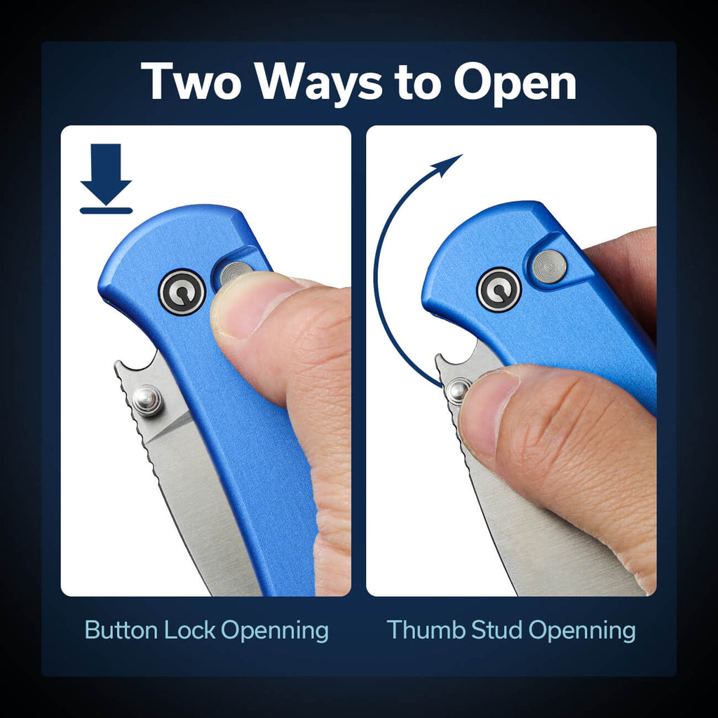 CIVIVI Qubit Button Lock & Thumb Stud Knife Aluminum Handle (2.98" 14C28N Blade) C22030E-3