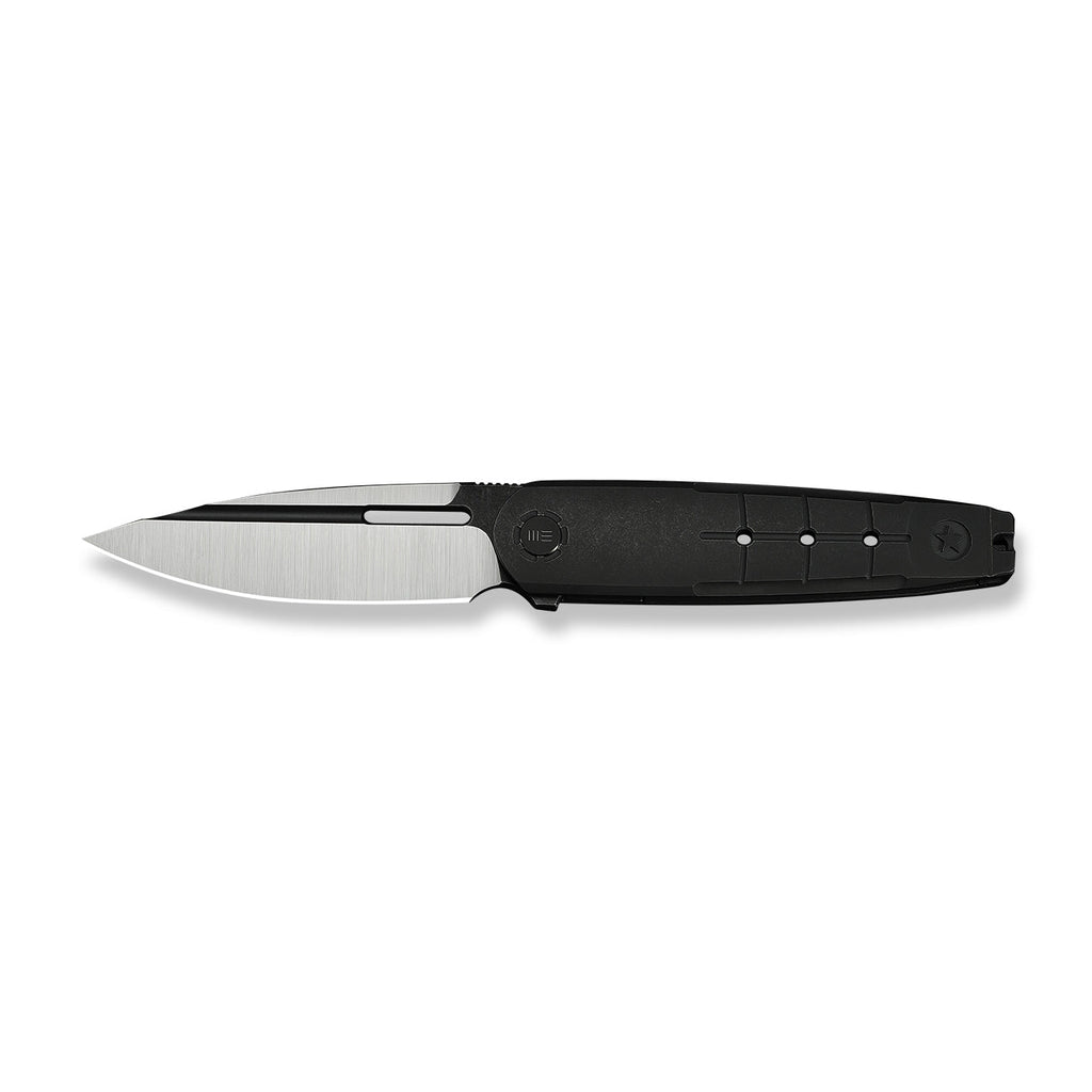 WEKNIFE Hull Flipper Knife Black Titanium Handle & Endcap (3.89" Hand Polished Satin Bohler M390 Blade, Black Stonewashed Flat) WE24046-1