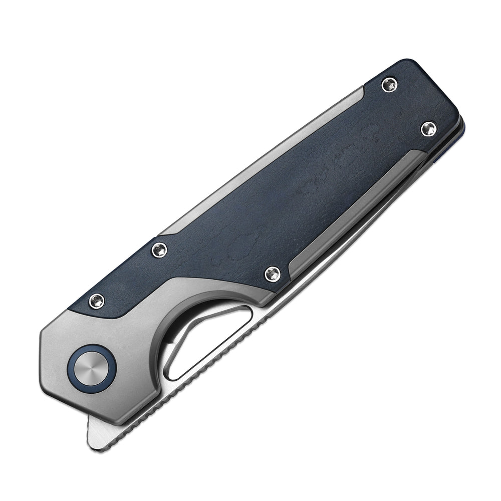 KIZER CUTLERY Serpentine | M390 | Titanium & Blue Richlite | Satin