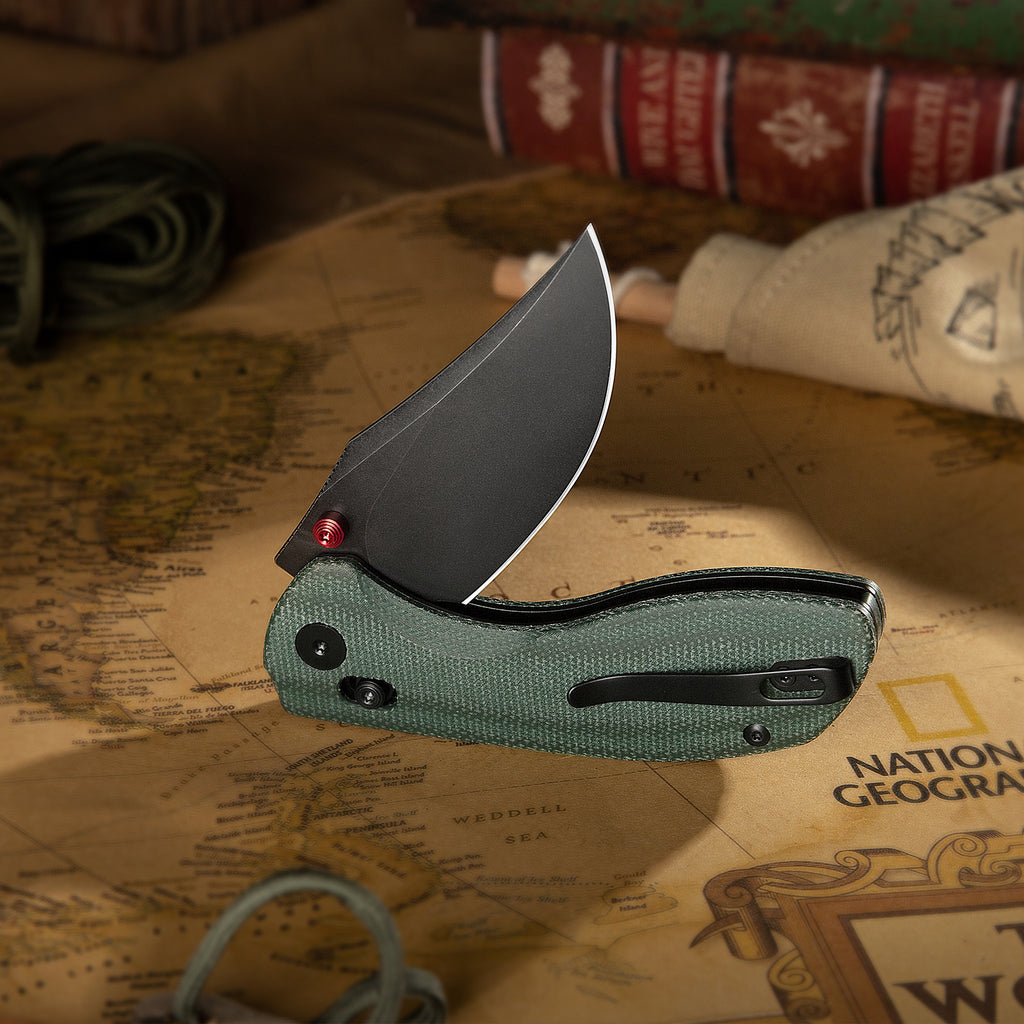 TRIVISA Hippo-GM Crossbar Lock EDC Folding Pocket Knife,3.4" 14C28N Steel Blade,Micarta Handle