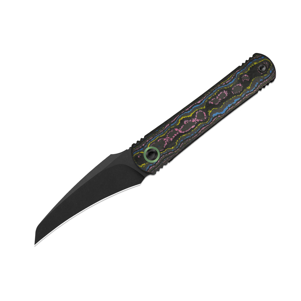 KIZER CUTLERY Feist 3 | CPM S90V + Matte DLC Ultra | Hawkbill | Titanium (Matte DLC Ultra) & CamoCarbon Ultimate Warrior | KizerX™ 3499.3A3