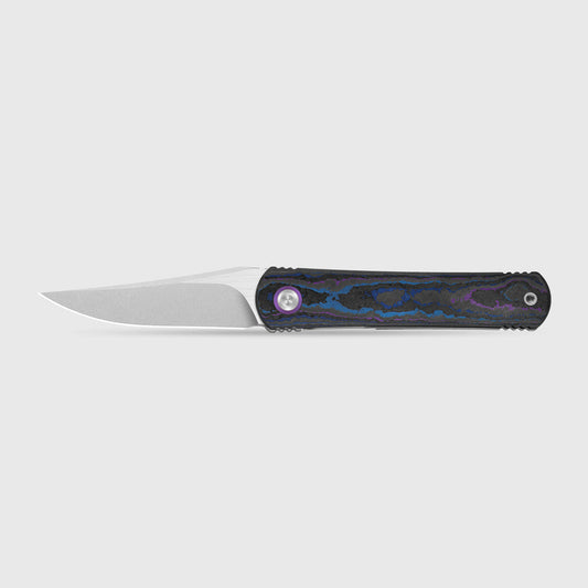 KIZER CUTLERY Feist 3 | CPM S90V + Stonewashed & Flat Brushed | Clip Point | Titanium & CamoCarbon Damtanium | KizerX™ 3499.3A2