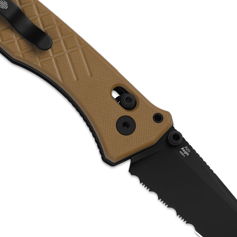 KIZER CUTLERY Aegis T | Serrated AEB-L Blade | G10 | Rescue Hook & Glass Breaker