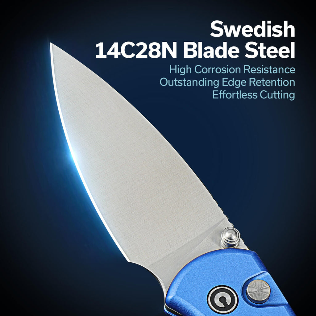 CIVIVI Qubit Button Lock & Thumb Stud Knife Aluminum Handle (2.98" 14C28N Blade) C22030E-3