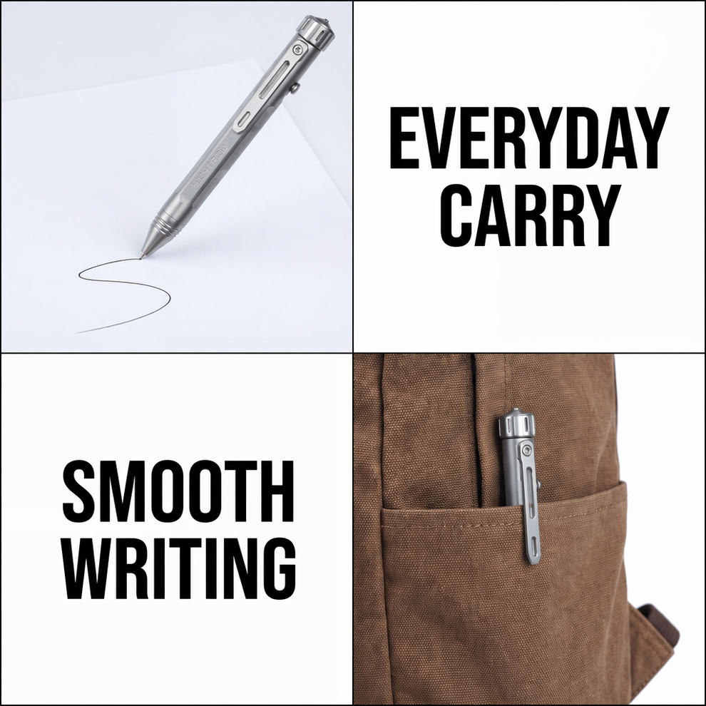 Hightron Vortron Titanium Pen, Sandblasted Gray Finish, Premium EDC Writing Tool