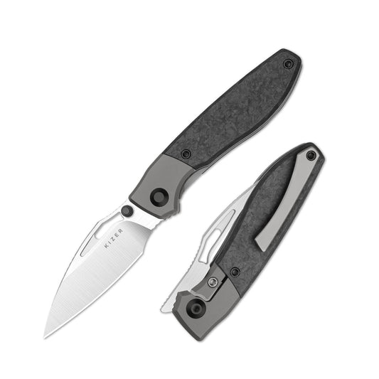 KIZER CUTLERY Shrike | S45VN | Titanium & Carbon Fiber | Front Flipper | Ki3746A1