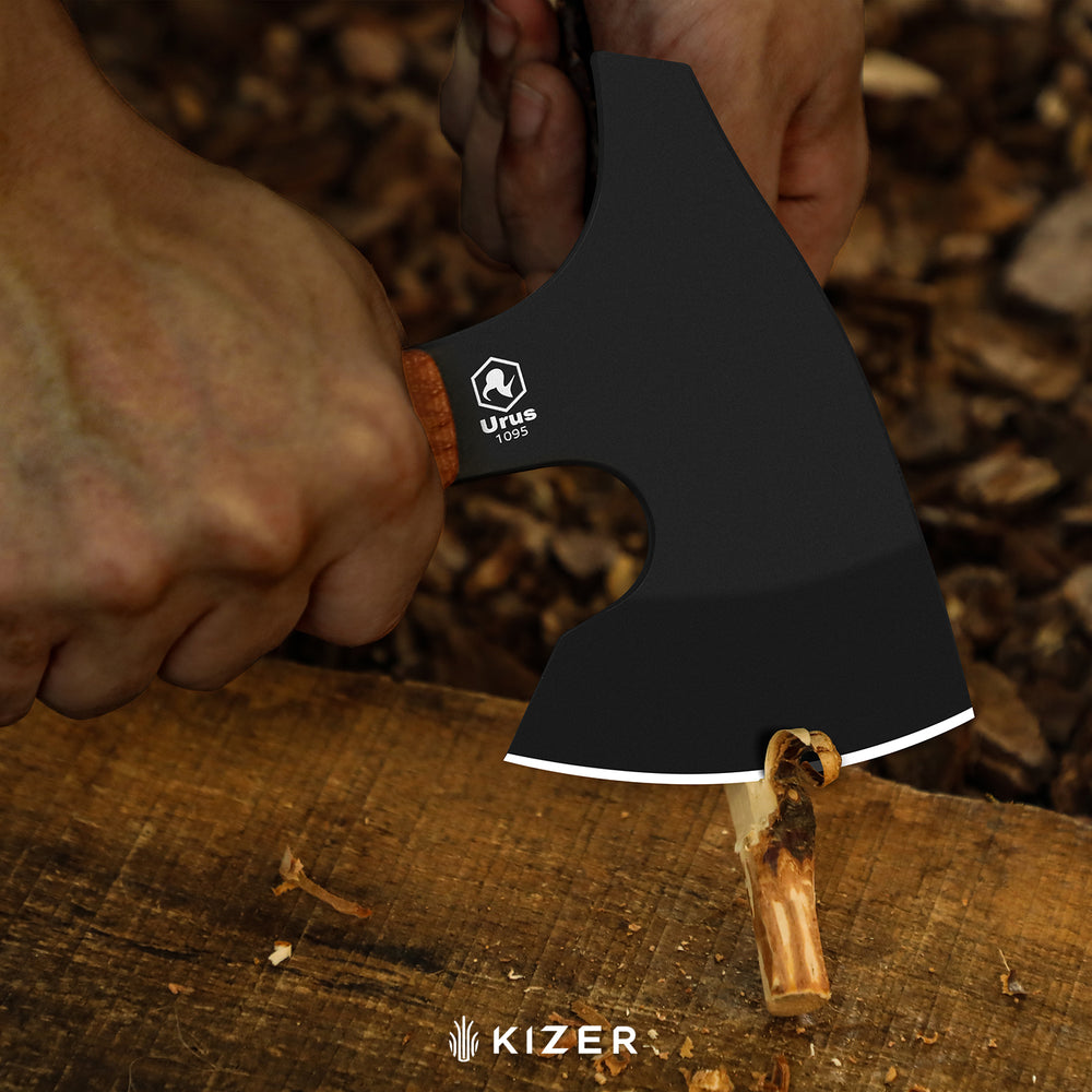 KIZER CUTLERY Urus | Lightweight Axe | 1095 | Black Coating | Micarta | Camping Outdoor Tool | KizerV™ 1073A1