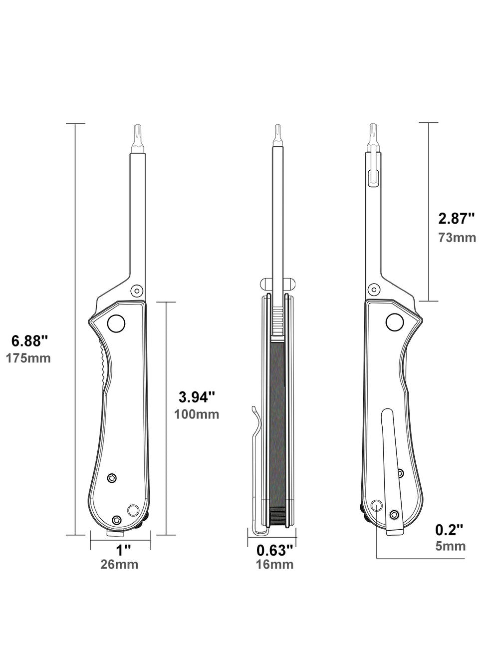 NUKNIVES KUMPANTER T33 FOLDING SCREWDRIVER BLACK T33-3001