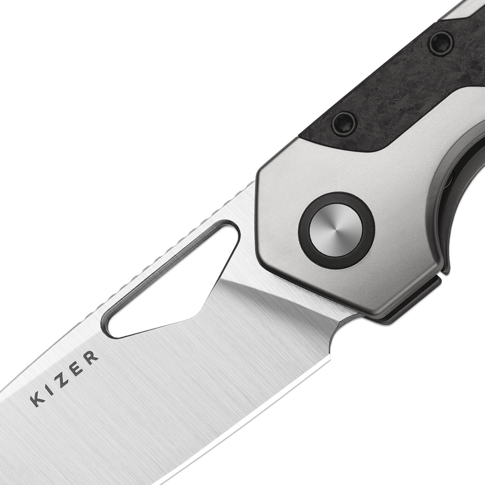 KIZER CUTLERY Serpentine | Elmax | Titanium & Carbon Fiber | Satin