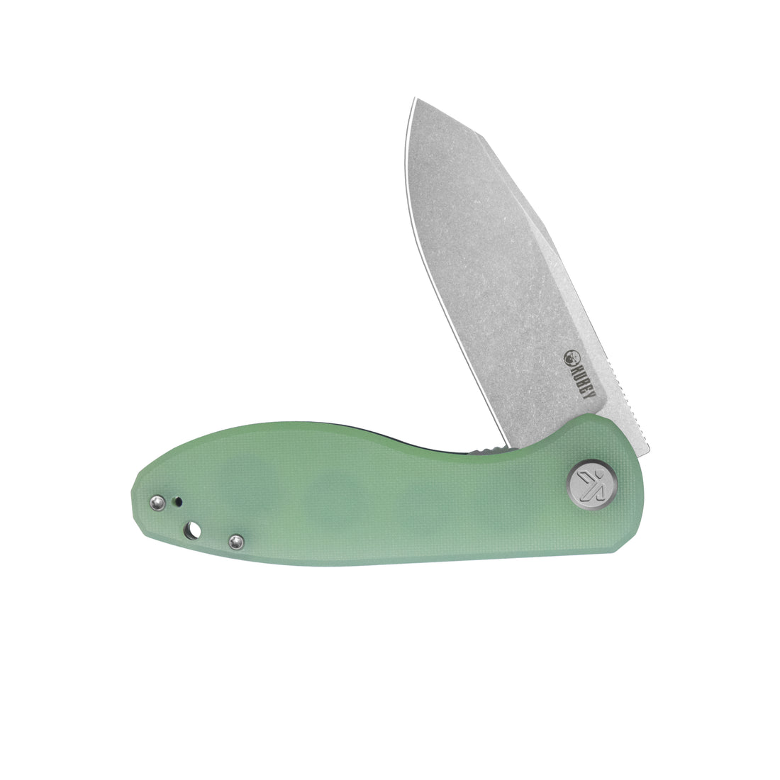 KUBEY Master Chief Outdoor Folding Pocket Knife Jade G10 Handle 3.43" Beadblast 14C28N KU358L