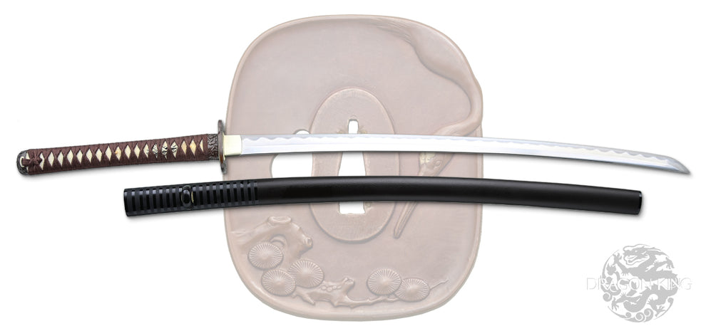 Dragon King Pine Crane Katana - Brown Ito