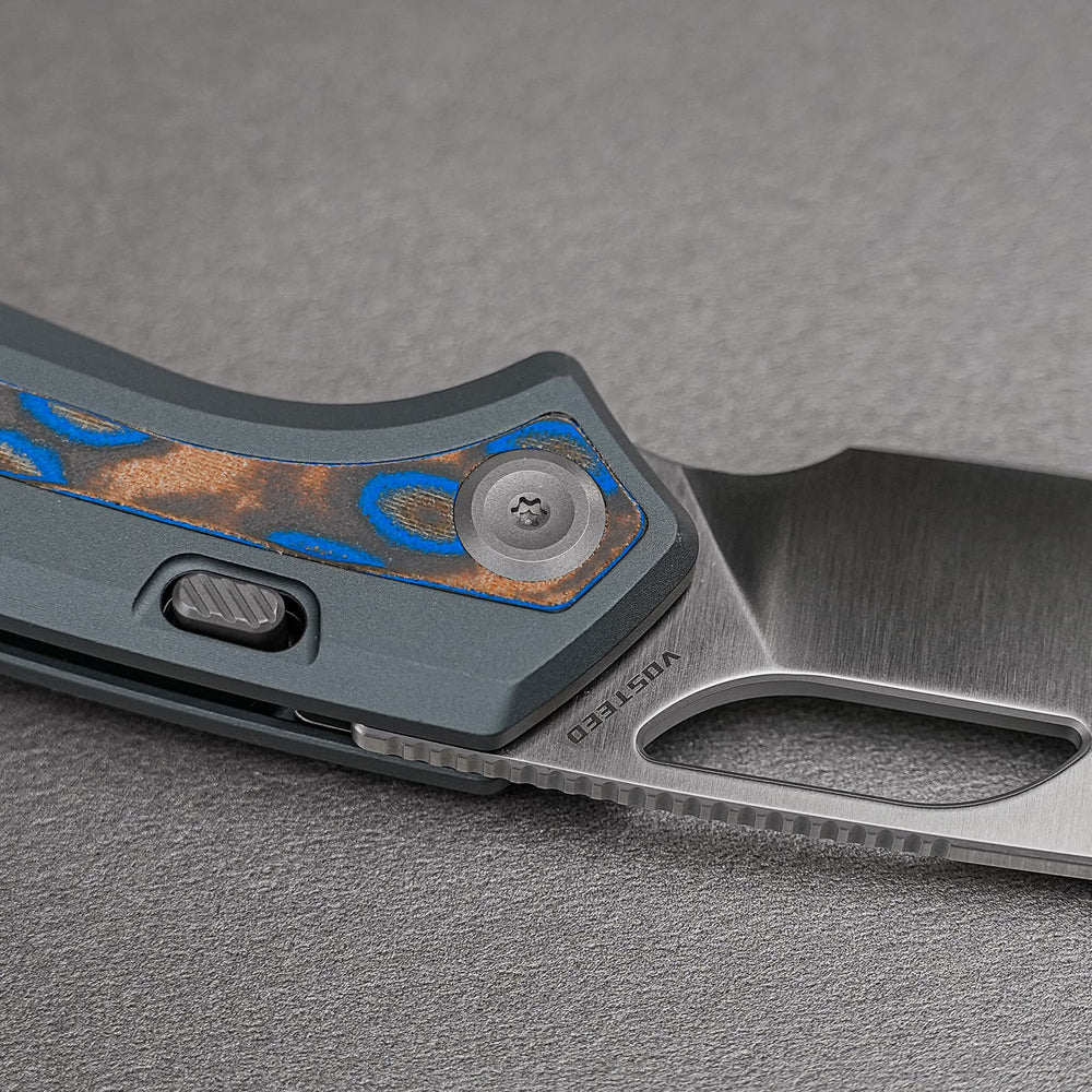 VOSTEED Kroc 329 -Top Liner Lock (3.29" S35VN Blade & Aluminum & Ocean Micarta Handle) - A1813
