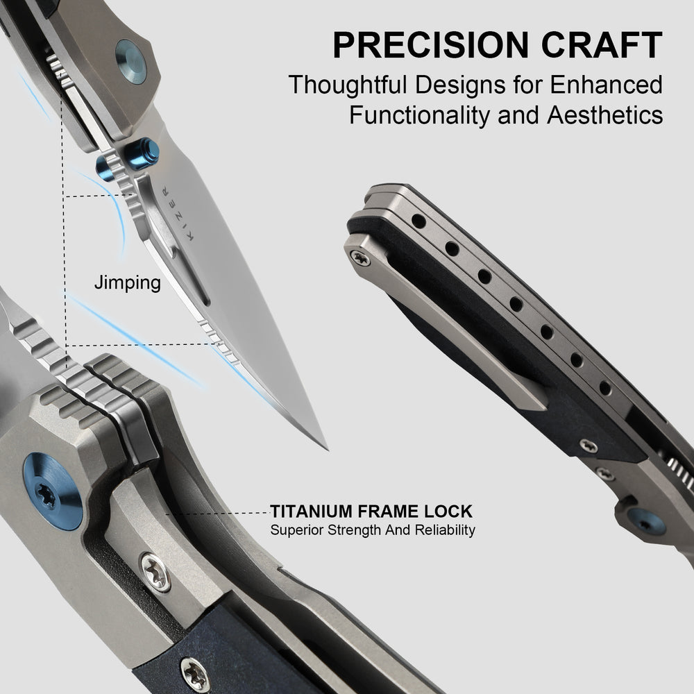 KIZER CUTLERY Shrike | S45VN | Titanium & Richlite | Front Flipper | Ki3746A3
