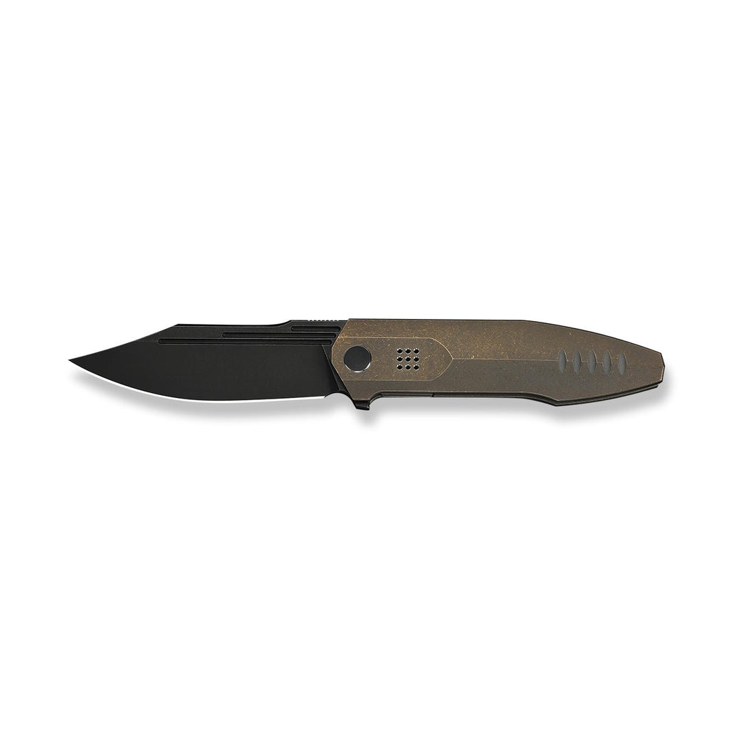 WEKNIFE Flight Line Flipper Knife Bronze Titanium Handle (3.81" Black Stonewashed Bohler M390 Blade) WE23089-2