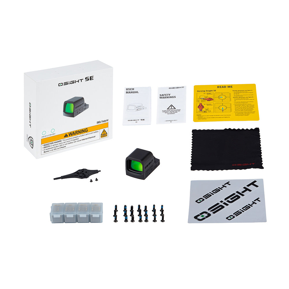 Osight SE RMSc Footprint Enclosed Green 2 MOA Dot & 32 MOA Circle Sight with Side-Loading Battery