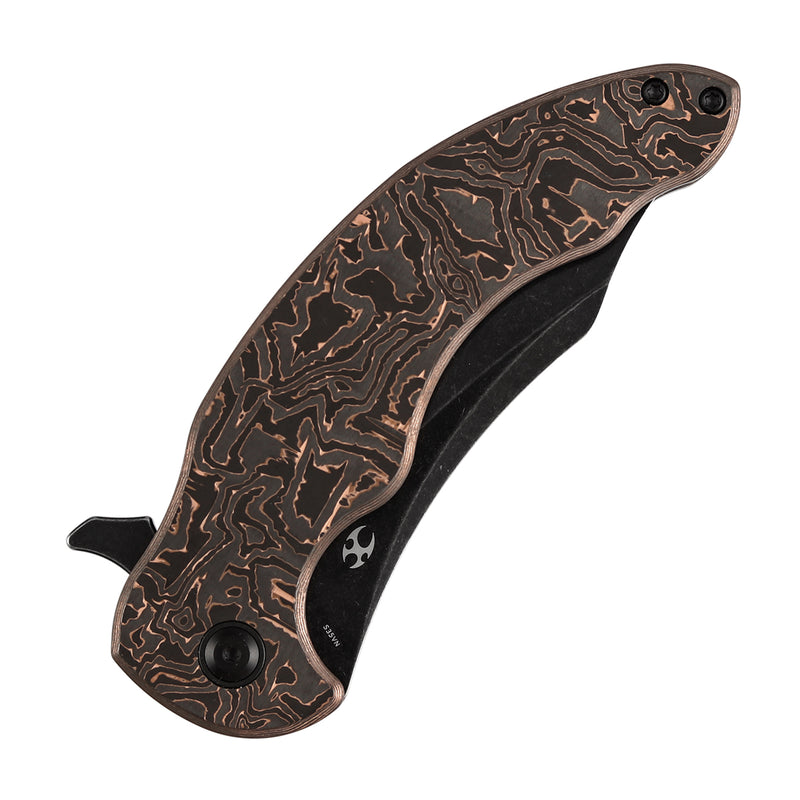 KANSEPT Gilgamesh Flipper Copper Carbon Fiber with Blackwash Titanium Handle ( 3.75" CPM S35VN Blade) Andreas Goltz Designed- K1128A4
