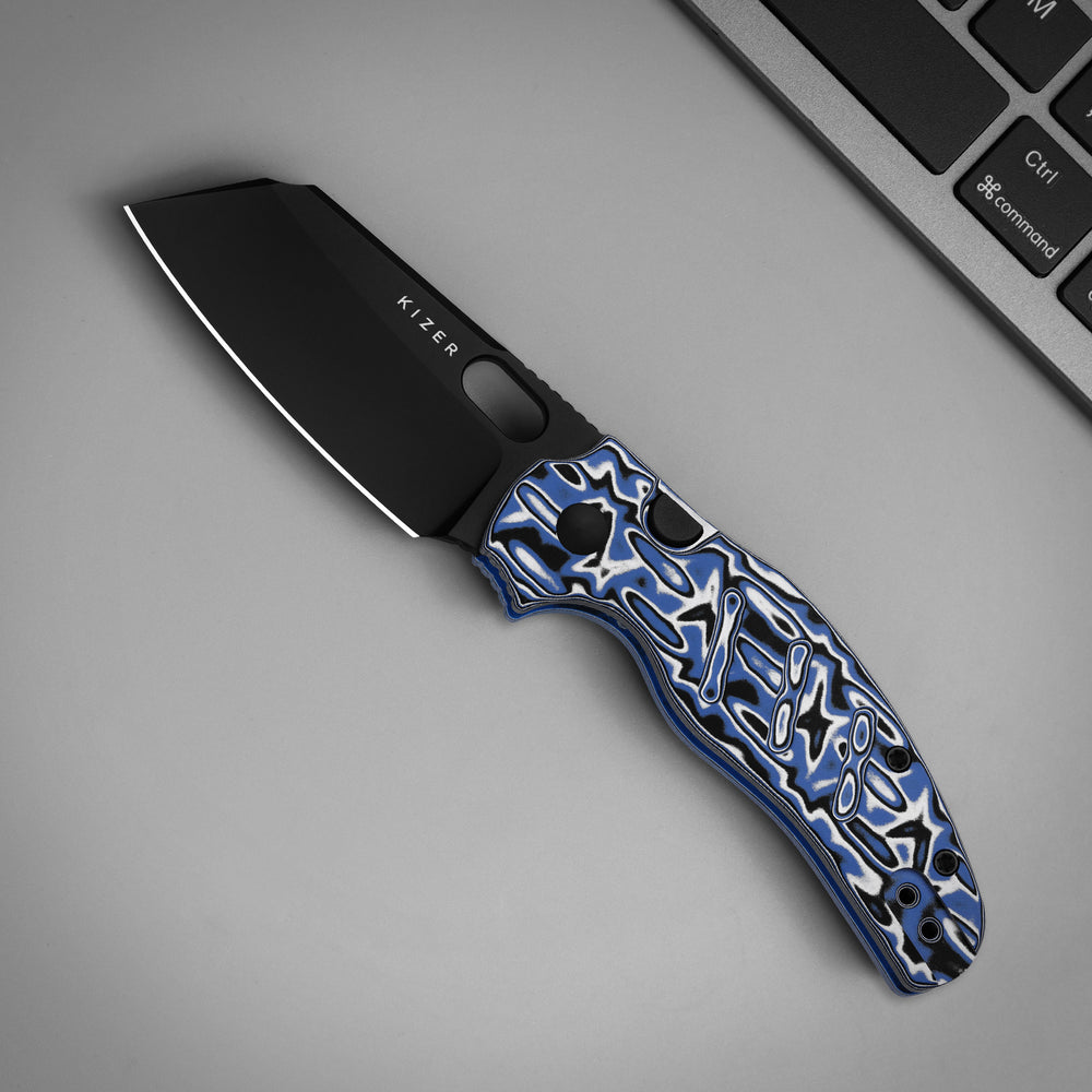 KIZER CUTLERY Sheepdog® C01C 2.9 BS | Kizer Button Liner Lock™ | Nitro-V | Vortex Pattern Micarta | PVD Coating | KizerV™ 3488.29BSA1
