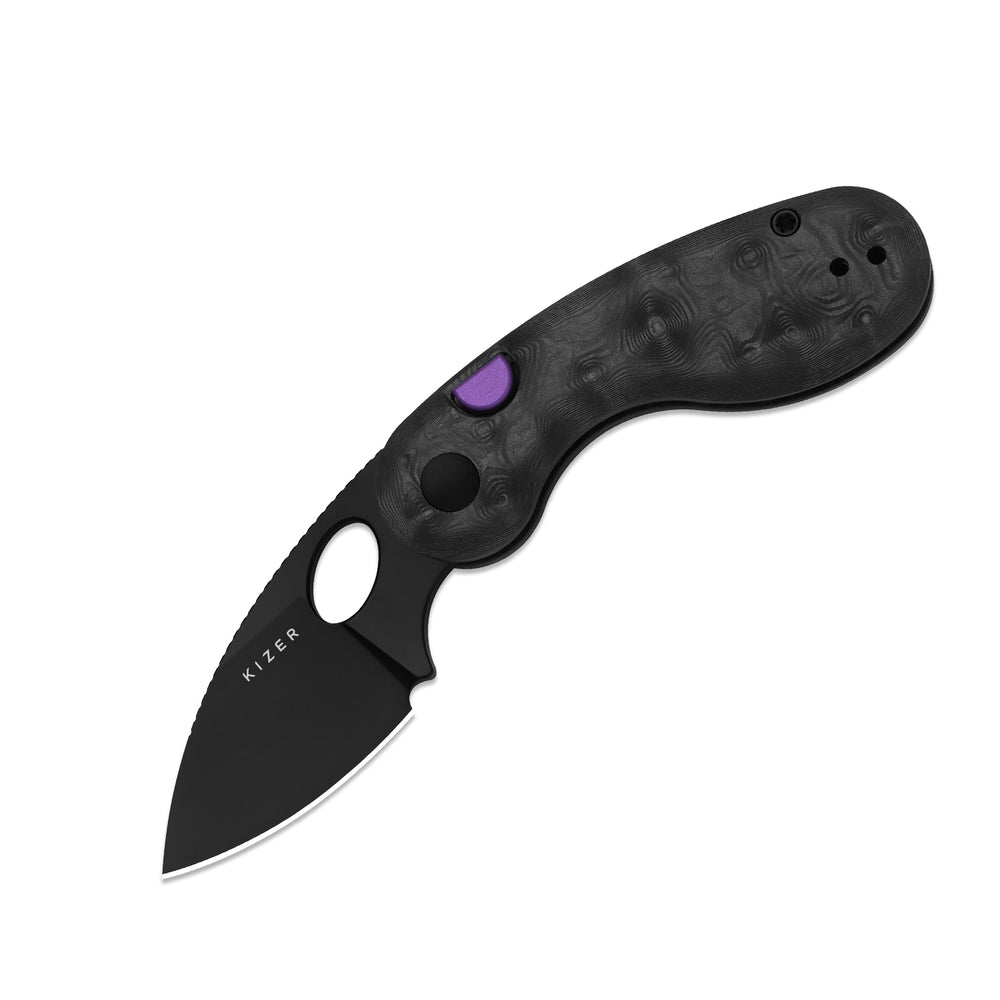 KIZER CUTLERY Microbe™ | 5Th Pocket Knife | Kizer Button Liner Lock™ | Fat Carbon Black Dune Handle | KizerB™ 2742A3