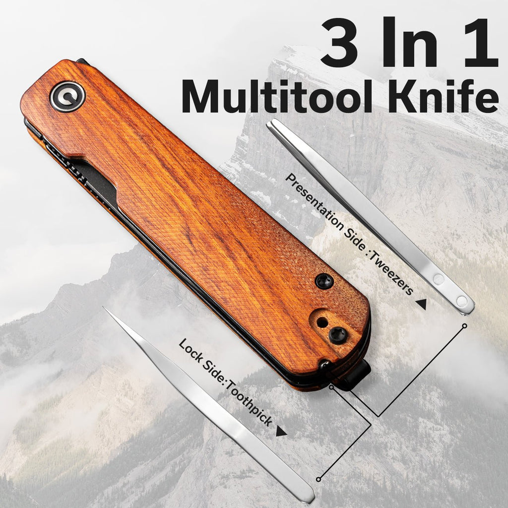 CIVIVI Sendy Flipper Knife Wood Handle (2.83" Nitro-V Blade) C21004A-2