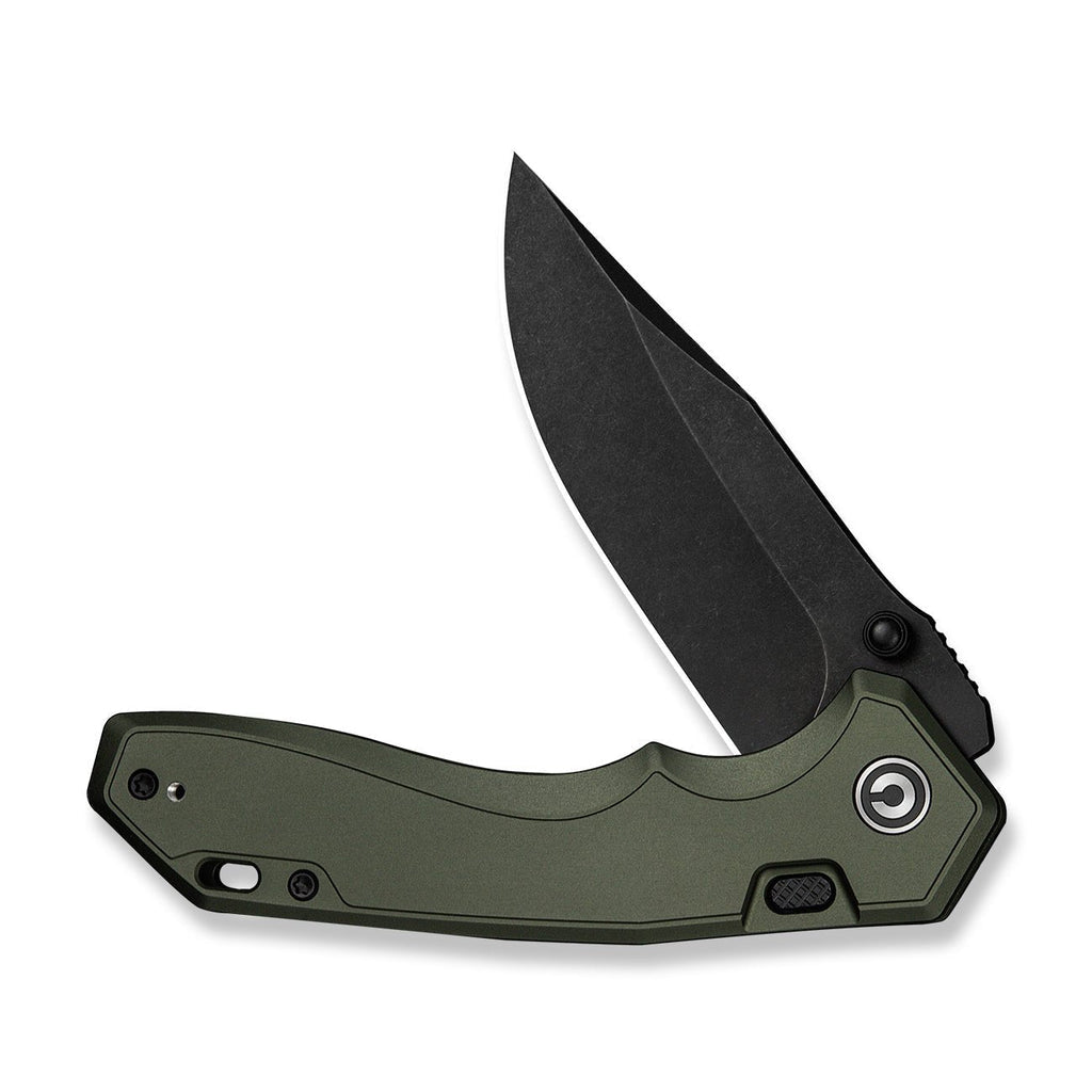 CIVIVI ELITE Brova Thumb Stud & Top Liner Lock Knife Forest Green Aluminum Handle (3.41" Black Stonewashed CPM S35VN Blade) CE25093-3