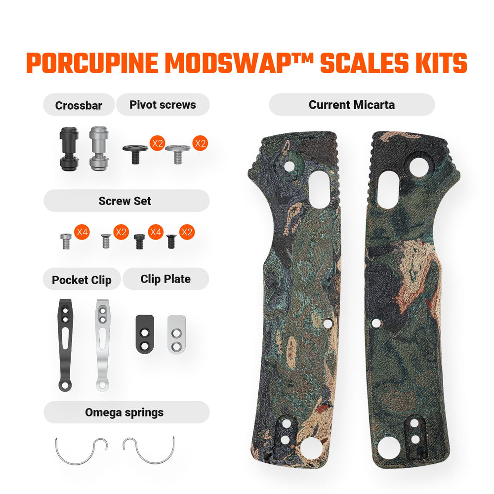 VOSTEED Porcupine ModSwap™ Handle Scales Kits - Green Current Micarta - W0304