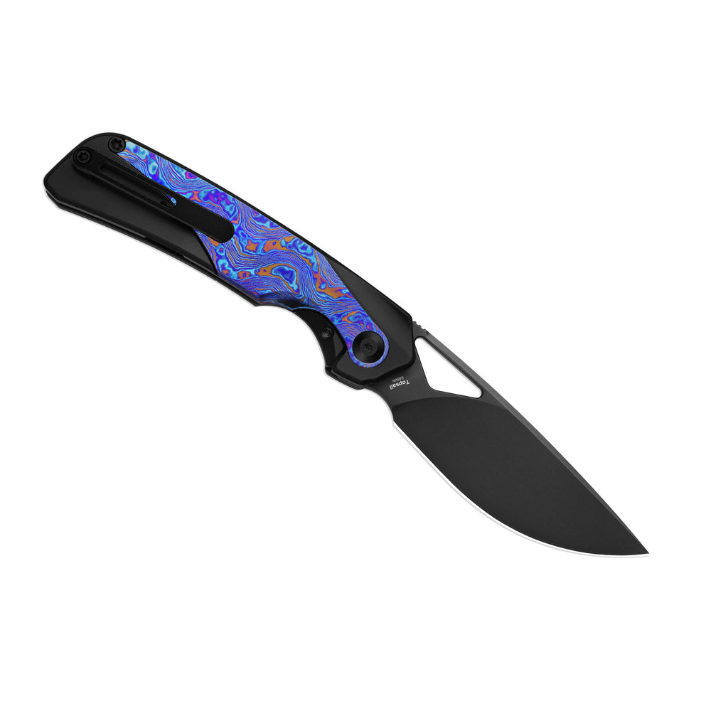 KIZER CUTLERY Topsail | S45VN | Titanium & Timascus | Matte DLC Ultra | Front Flipper | Ki3735A2