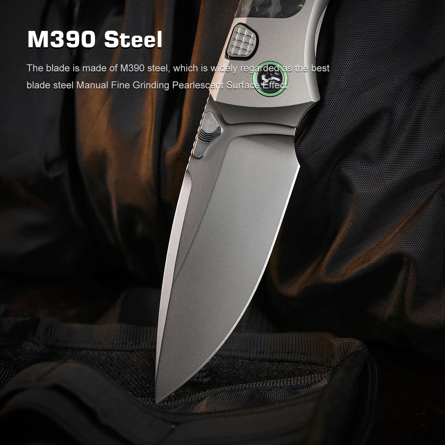 REMETTE RT-Steed Innovative Button Frame Lock M390 Blade Titanium Carbon Fiber Handle Folding Pocket Knife RTWS-TY