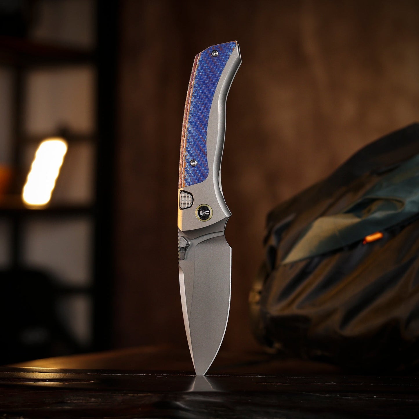 REMETTE RT-Steed Innovative Button Frame Lock M390 Blade Titanium Carbon Fiber Handle Folding Pocket Knife RTWS-TC