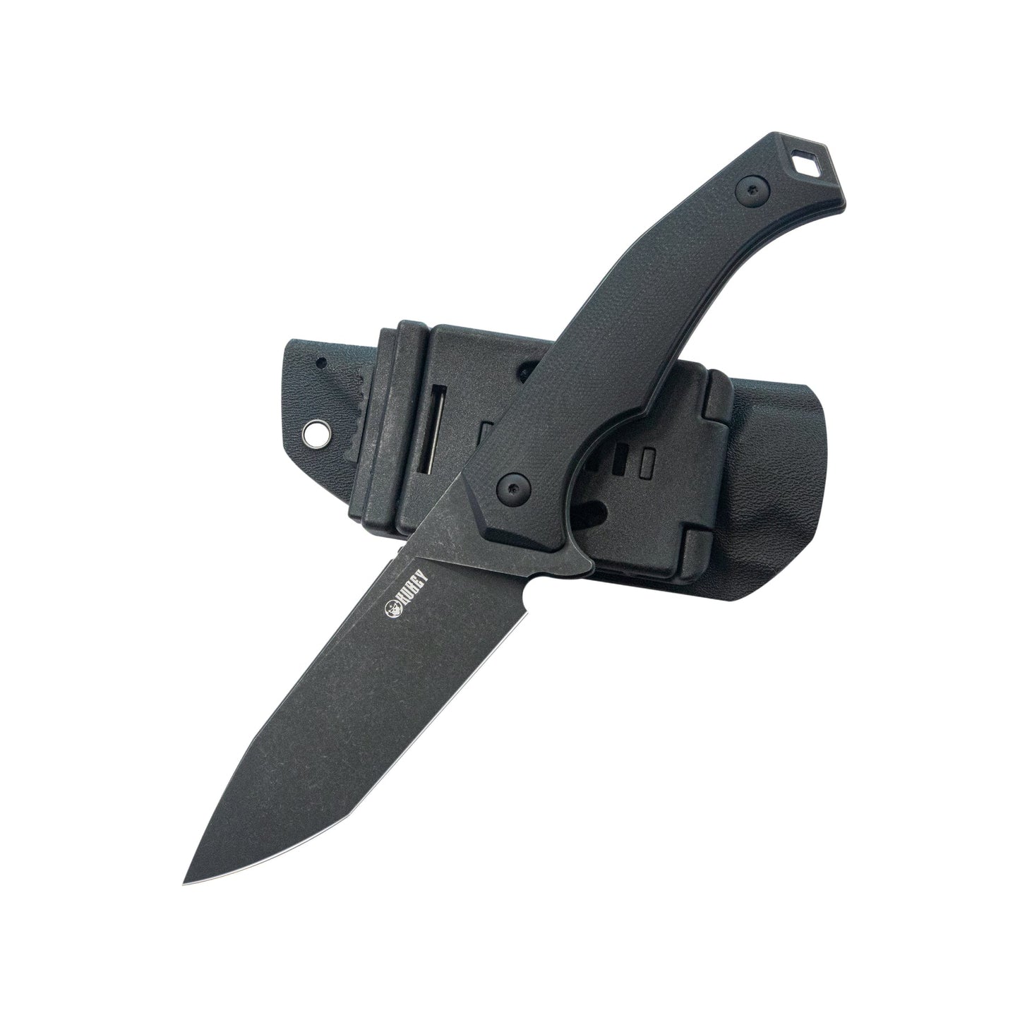 KUBEY Swordfish Outdoor Fixed Blade Knife Black G10 Handle 4.1" Blackwash AUS-10 KU184F