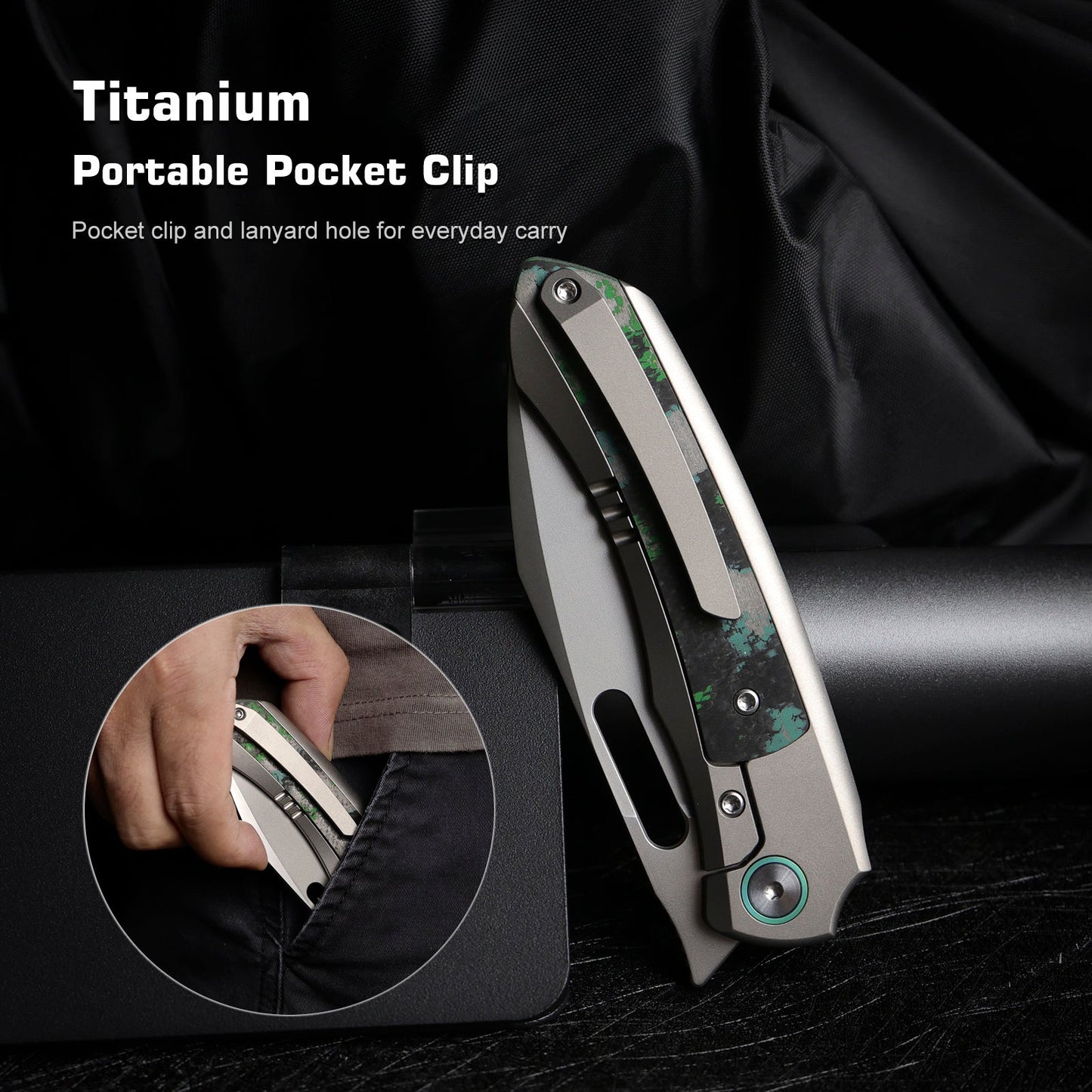 REMETTE RT-Orca Knife Button+Frame Lock M390 Blade Titanium Handle Outdoor Camping Knives ORCAKD