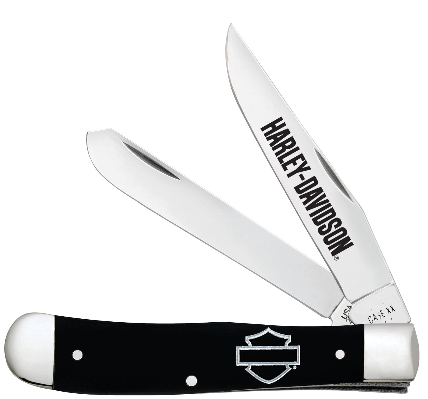 CASE CUTLERY Harley-Davidson® Embellished Smooth Black Synthetic Trapper
