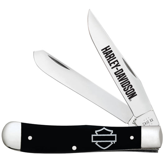 CASE CUTLERY Harley-Davidson® Embellished Smooth Black Synthetic Trapper