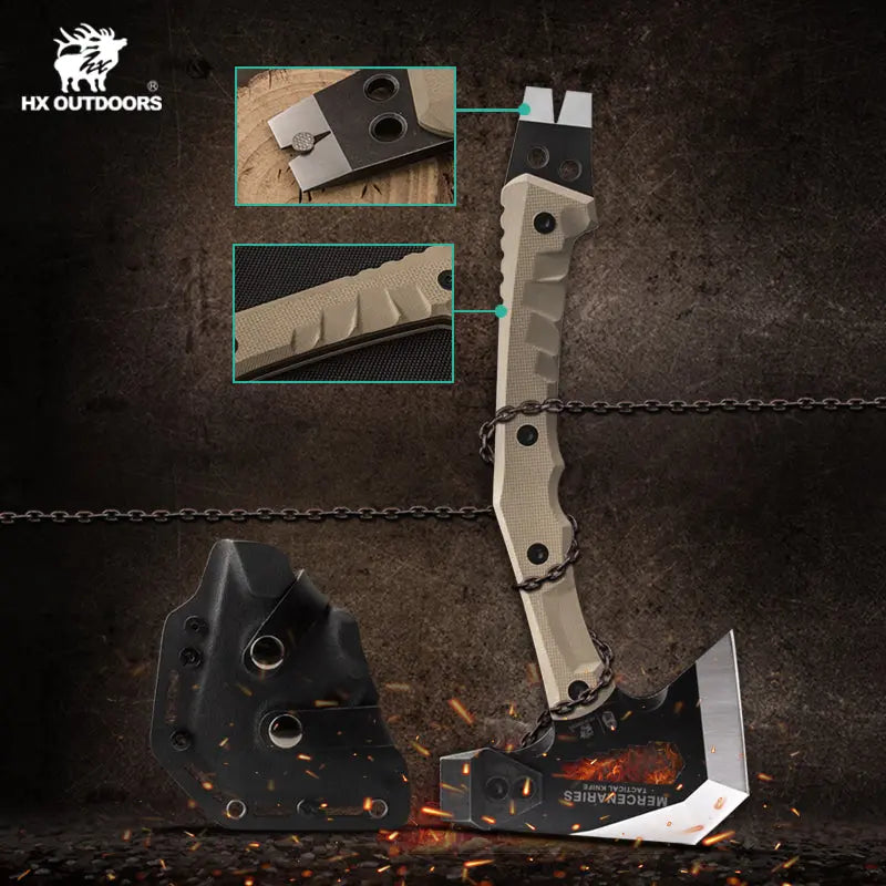 HX OUTDOORS GUARDIANS Hatchet | 13" Overall Length | 420 Blade | TAN G10 Handle