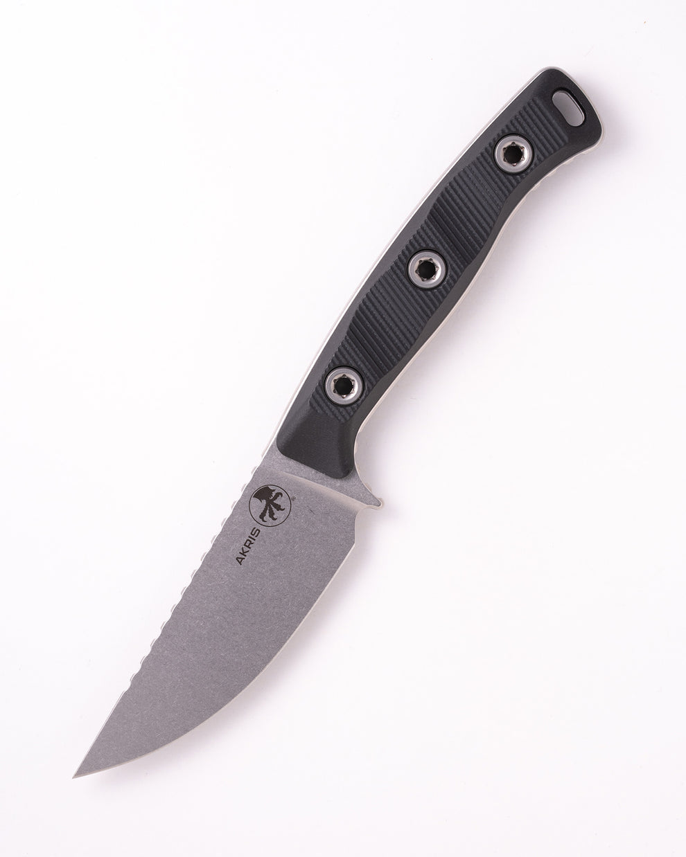 MICROTECH Akris Stonewash Standard G-10 Black with Tan Kydex Sheath with Belt Loop (95-10BK-6)
