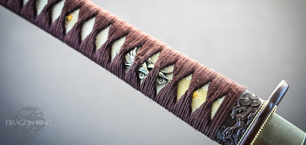 Dragon King Pine Crane Katana - Brown Ito