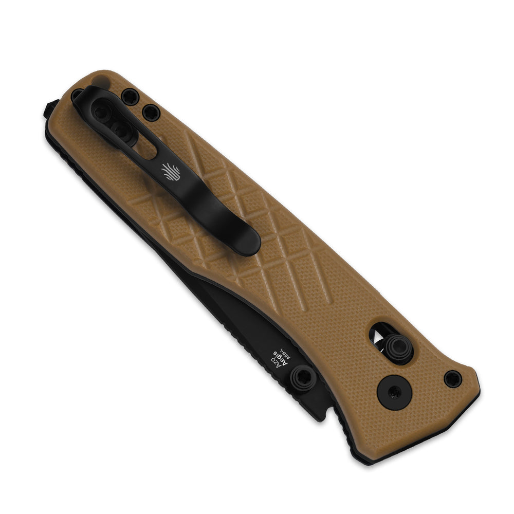 KIZER CUTLERY Aegis T | Serrated AEB-L Blade | G10 | Rescue Hook & Glass Breaker