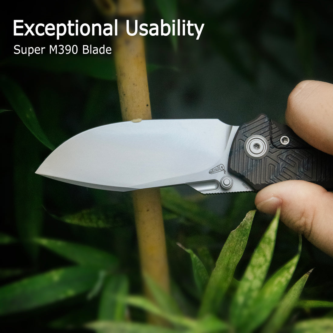 KB Agera Frame Lock Pocket Folding Knife Regular DLC Titanium w/ Maze Pattern Milling Handle 3.03'' Regular DLC M390 Blade KB437C