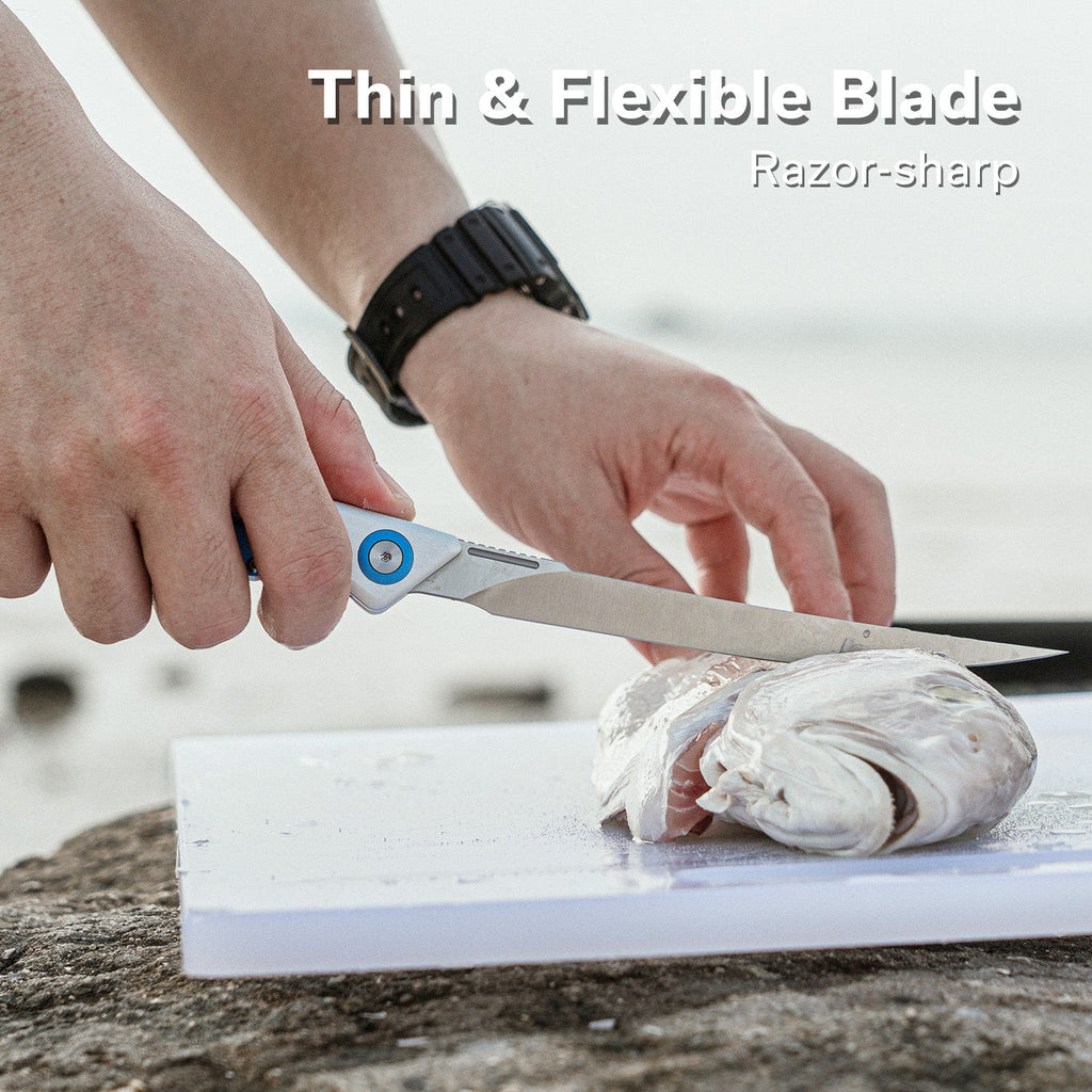 CIVIVI Shawka Folding Fillet Knife Aluminum Handle (5.81" 14C28N Blade) C22029B-2, With 1PC Black Nylon Sheath