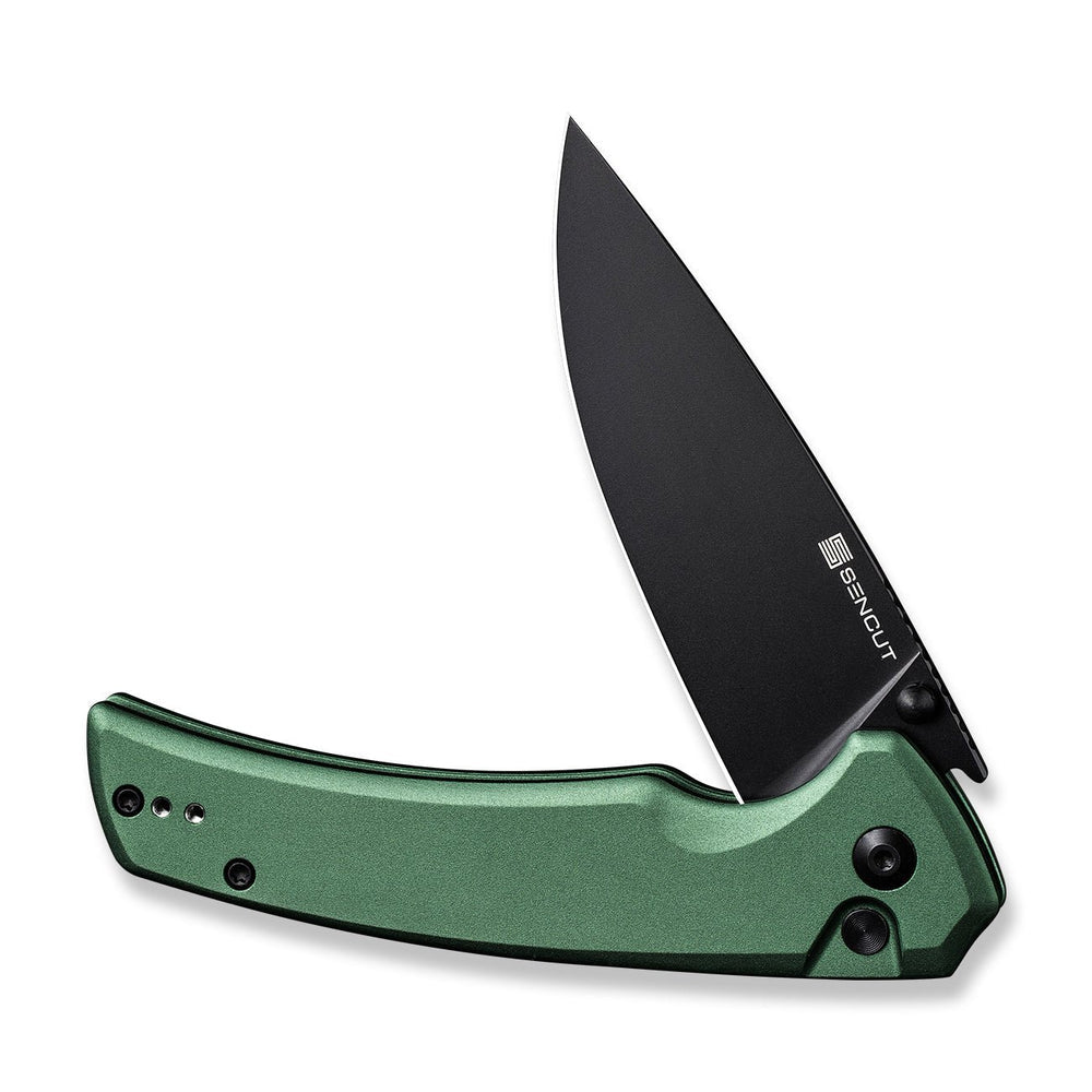 SENCUT Serene Flipper & Button Lock & Thumb Stud Knife Aluminum Handle (3.48" D2 Blade) S21022B-5