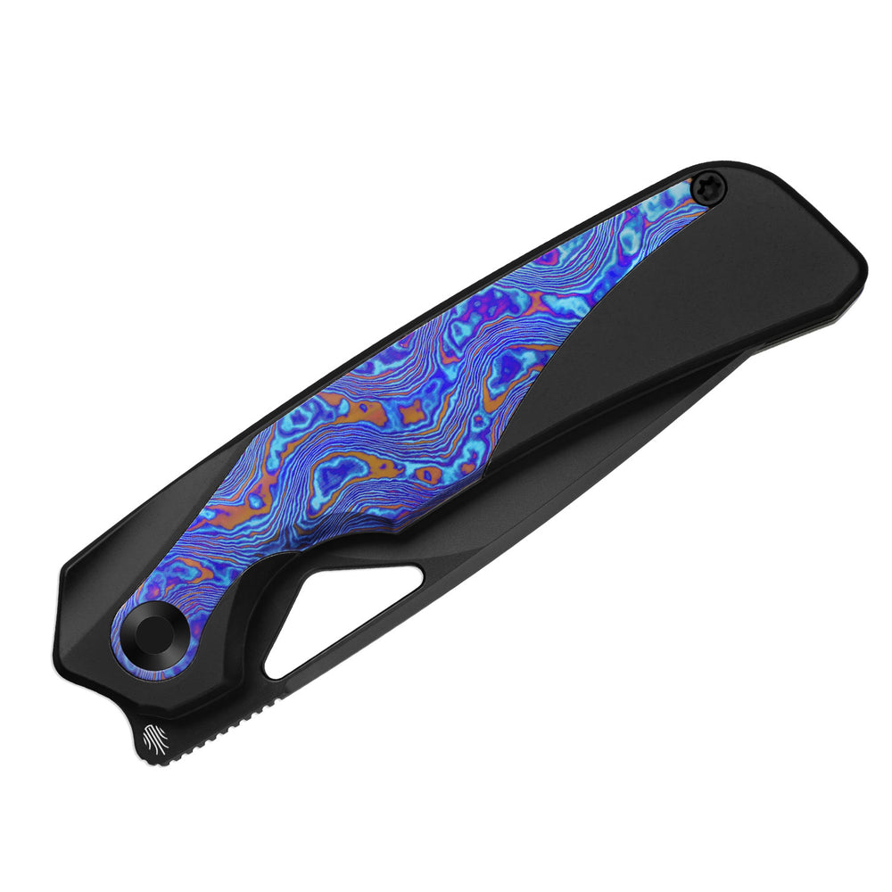 KIZER CUTLERY Topsail | S45VN | Titanium & Timascus | Matte DLC Ultra | Front Flipper | Ki3735A2
