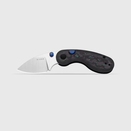 KIZER CUTLERY Microbe™ | 5Th Pocket Knife | Kizer Button Liner Lock™ | Camo Carbon Jazzy Handle | KizerB™ 2742A4