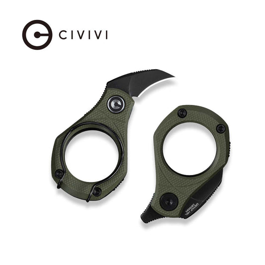 CIVIVI Pyrus Slip Joint Utility Knife OD Green G10 Handle (0.65" Black Stonewashed 14C28N Blade) C23038-4