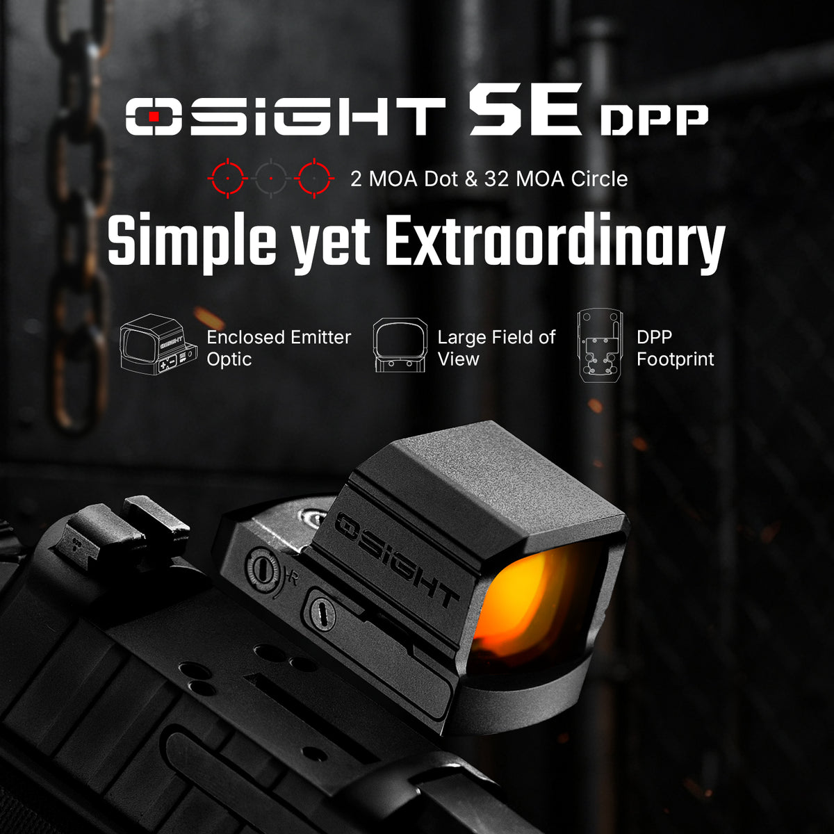 Osight SE DPP Footprint Enclosed Emitter Red Dot Sight with Multi-Reticle System
