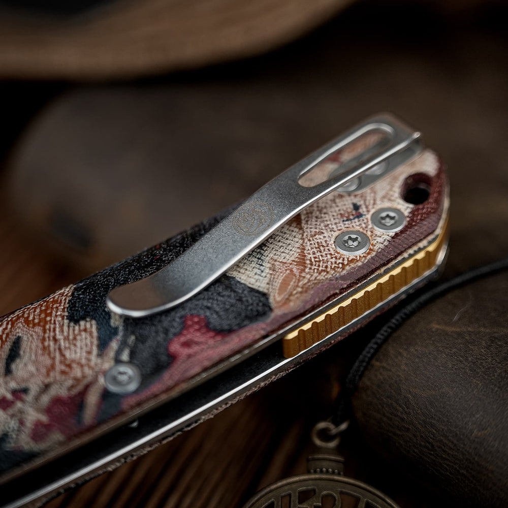 VOSTEED Psyop - Top Liner Lock Knife (3.32" Elmax Blade & Current Micarta Handle) - A2234