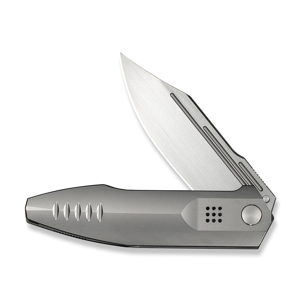 WEKNIFE Flight Line Flipper Knife Polished Bead Blasted Titanium Handle (3.81" Hand Rubbed Satin Bohler M390 Blade) WE23089-3