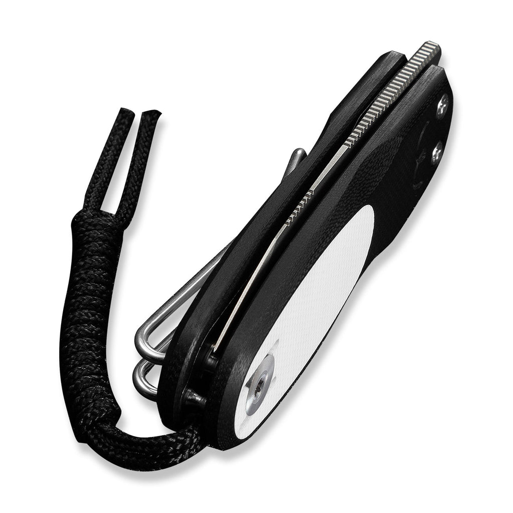 CIVIVI Purr Flipper & Slip Joint Knife Black & White G10 Handle (1.83" Stonewashed Nitro-V Blade) C25054-2, With 1PC Black Lanyard