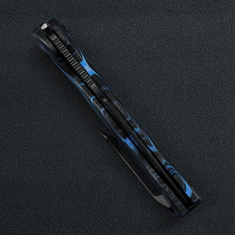 KUNWU KNIVES Gringo Verta Lock Blue G-mas with DLC Blade