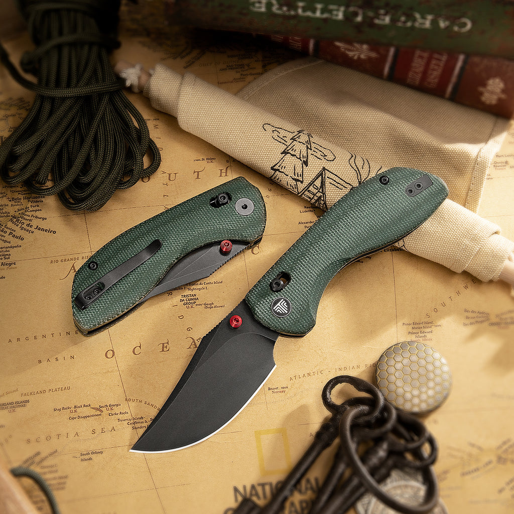 TRIVISA Hippo-GM Crossbar Lock EDC Folding Pocket Knife,3.4" 14C28N Steel Blade,Micarta Handle