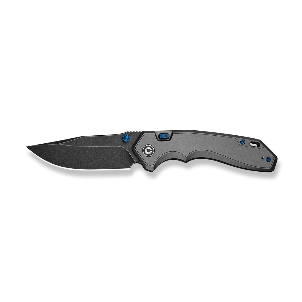 CIVIVI ELITE Brova Thumb Stud & Top Liner Lock Knife Gray Aluminum Handle (3.41" Black Stonewashed CPM S35VN Blade) CE25093-1